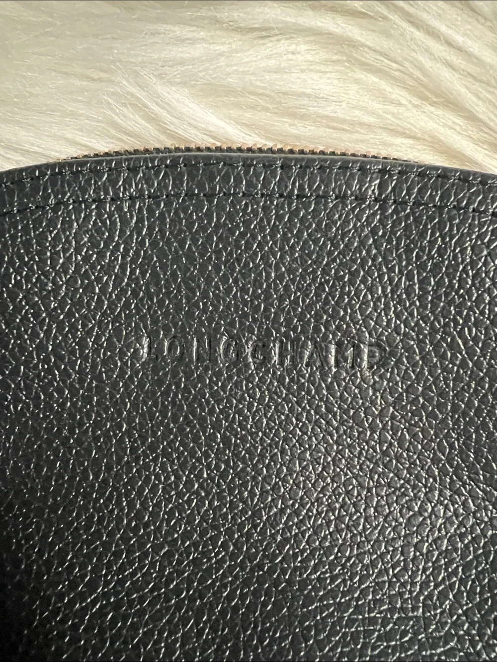 Longchamp Black le foulonne Leather Zip Cosmetic Case